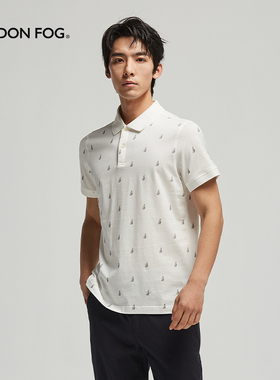 伦敦雾夏季新款polo衫男短袖印花弹力纯棉潮流舒适休闲保罗t恤衫