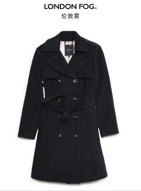 伦敦雾黑色呢子大衣女秋冬新款羊毛中长款小个子通勤气质毛呢外套