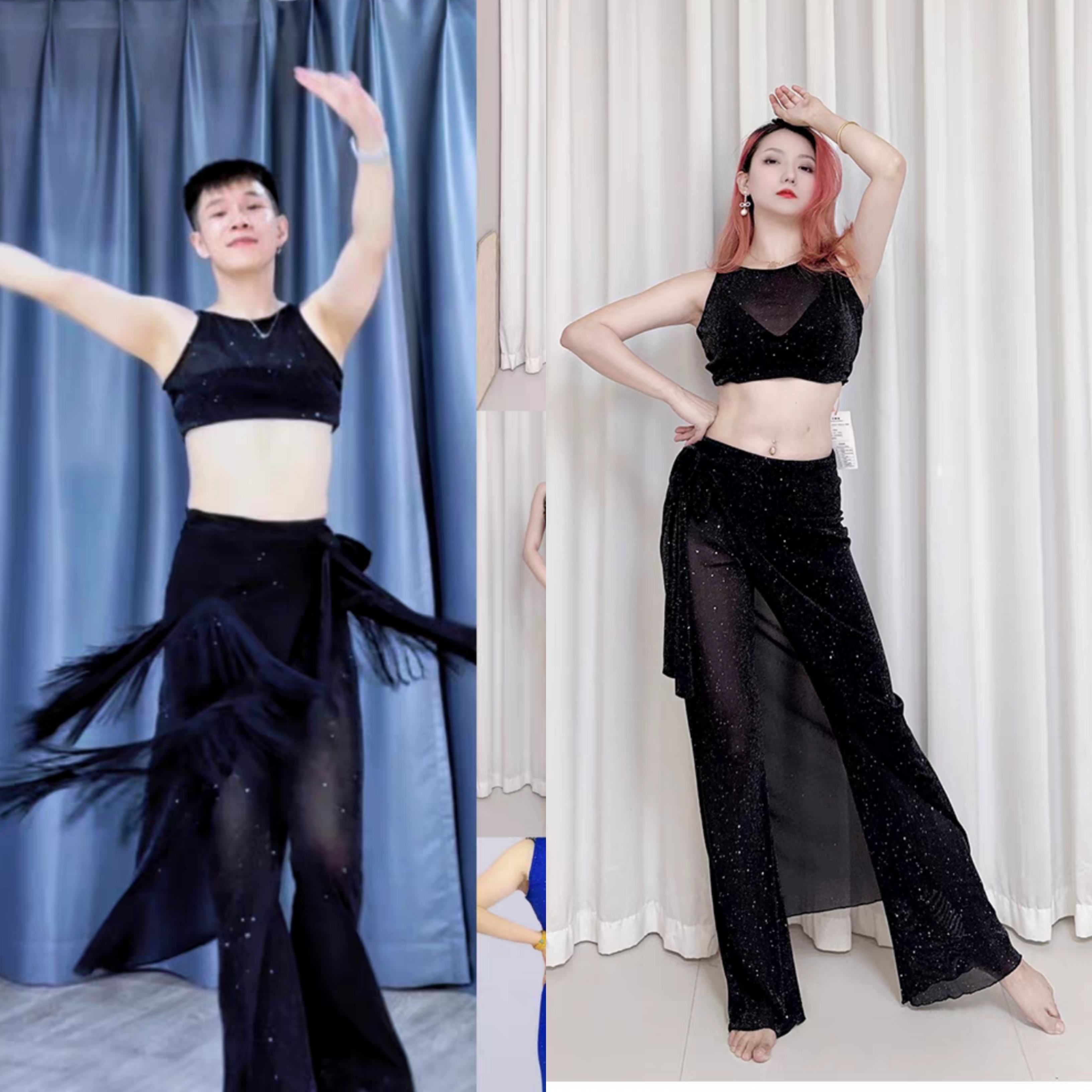 肚皮舞练功服裤装三件套帅气练习