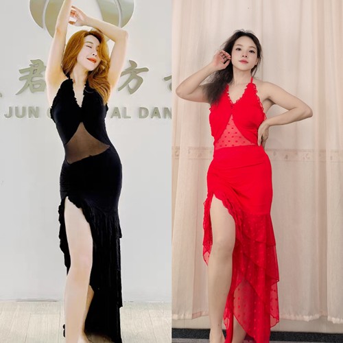 肚皮舞晚礼服花边性感赫本拉丁舞