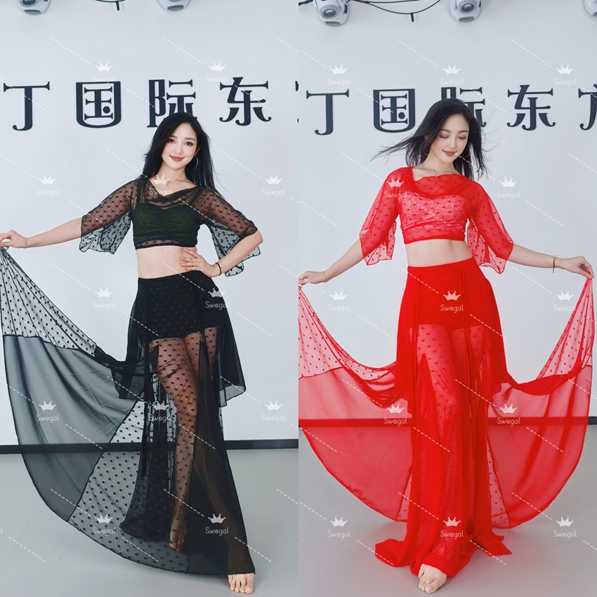 swegal东方舞波点网纱肚皮舞套装