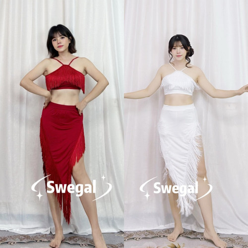 SWEGAL流苏抹胸三角拉丁舞服性感
