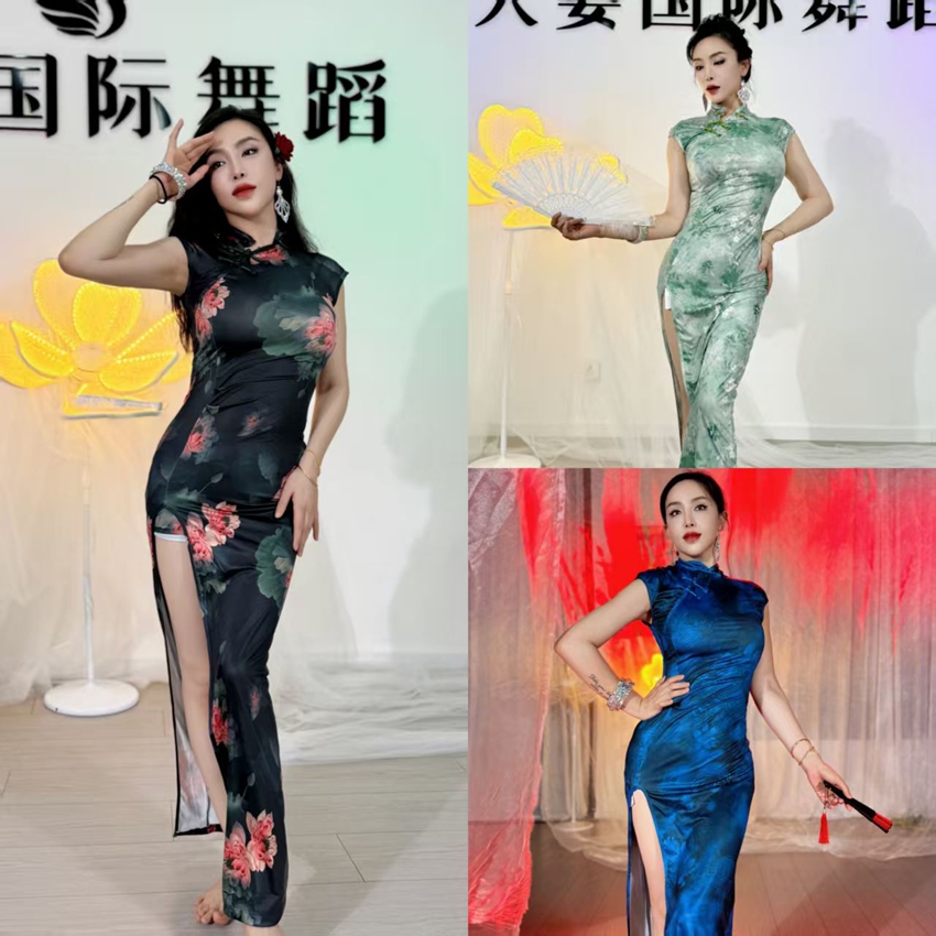 Swegal肚皮舞古典舞改良旗袍显瘦