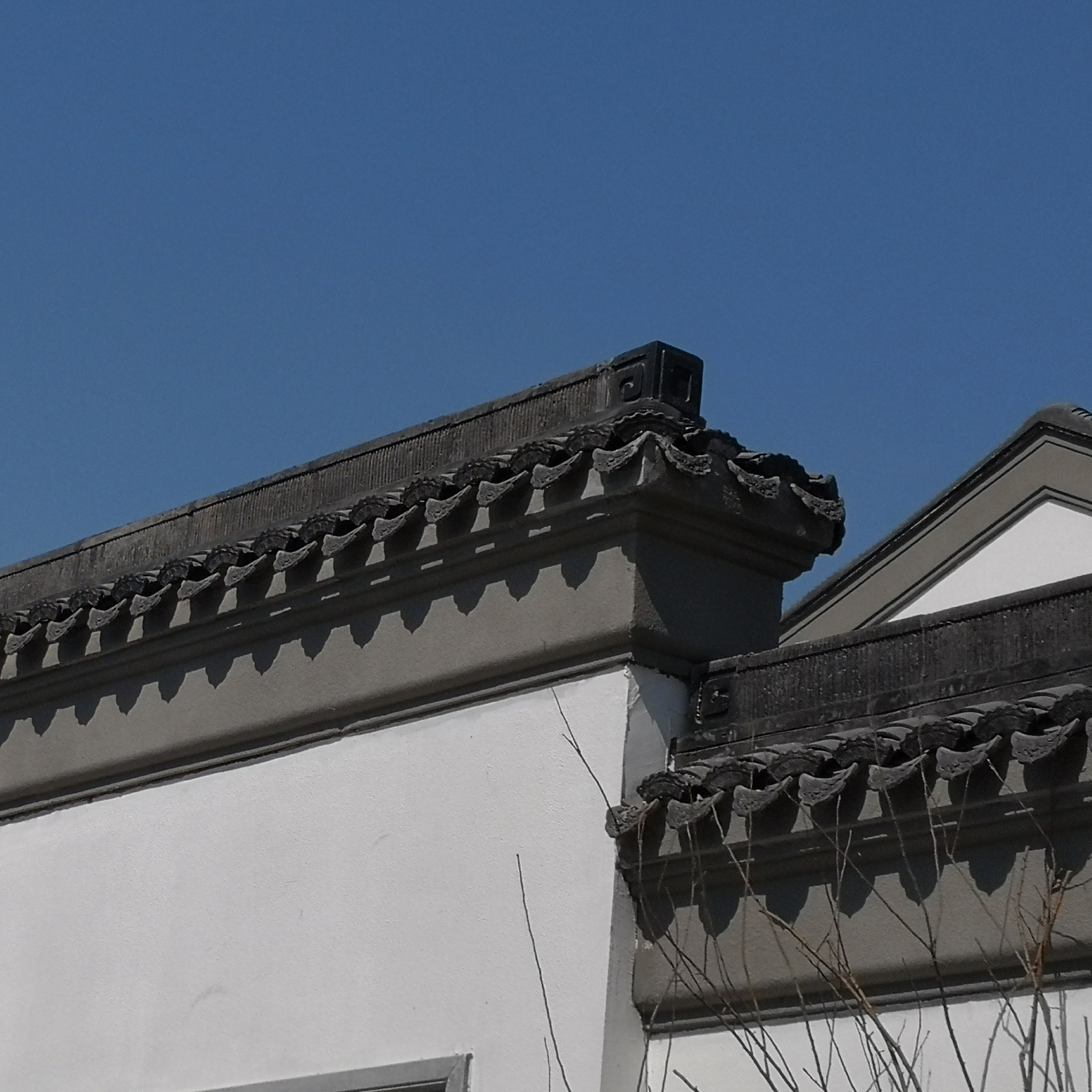 仿古立瓦青瓦脊回纹头甘蔗脊 徽派建筑流水脊 屋顶铜钱脊线条脊瓦