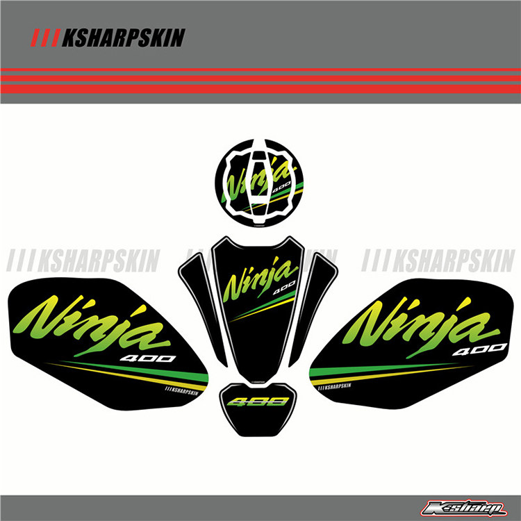 适用于 川崎 ninja400 17-2020 改装油箱贴 3D软胶油箱盖贴 贴纸