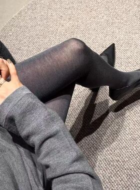 高级灰微透连裤袜！秋冬走秀气质薄透女针织打底袜美腿巨显瘦长袜