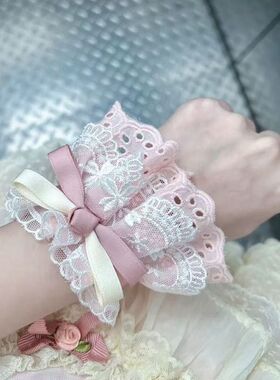 洛丽塔风~蕾丝花边女士手袖夏季蝴蝶结大花边甜美可爱立体少女风