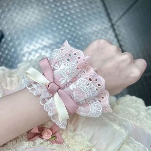 洛丽塔风 蝴蝶结大花边甜美可爱立体少女风 蕾丝花边女士手袖 夏季