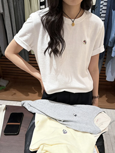 宽松百搭基础款 新款 t恤潮8100 T恤女2026年春夏季 卡通刺绣圆领短袖