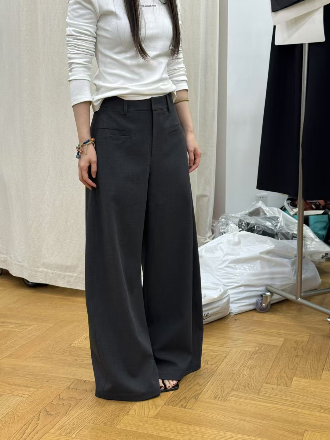 高腰显瘦直筒阔腿裤女2026春夏新款垂感休闲西装裤百搭长裤P7988