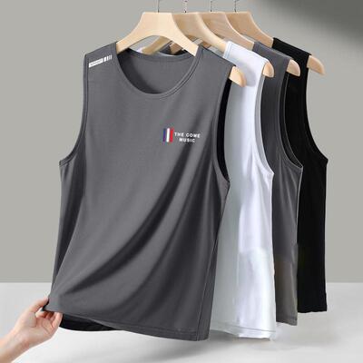 男士冰丝背心夏运动健身打底衫宽肩训练薄款无袖t恤坎肩速干男潮