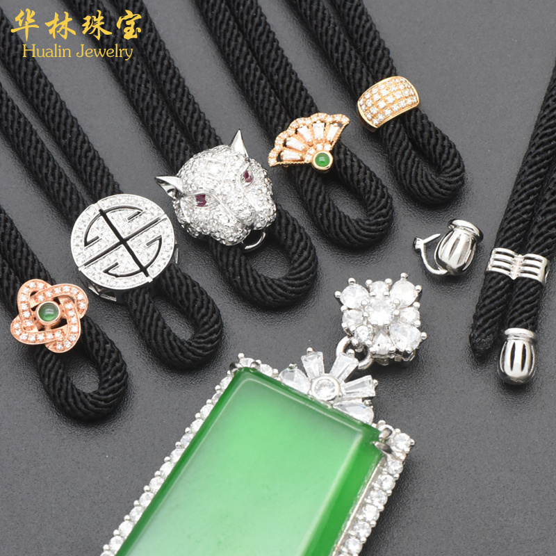 18K金高货绳可拆卸尾帽翡翠挂绳