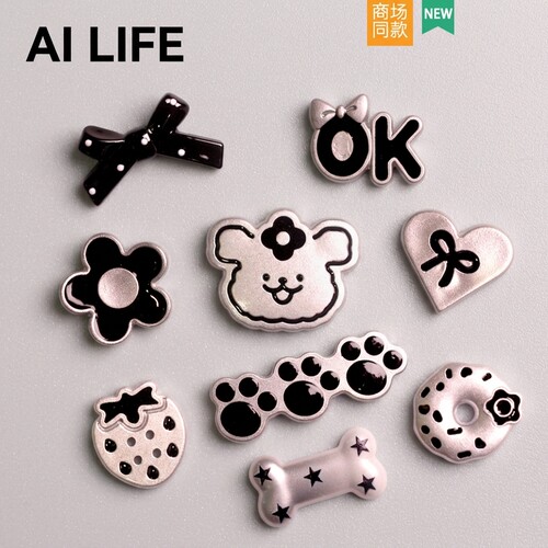 AI LIFE 高级银狗洞洞鞋配饰鞋花卡通diy装饰品扣适配Cross/Crocs