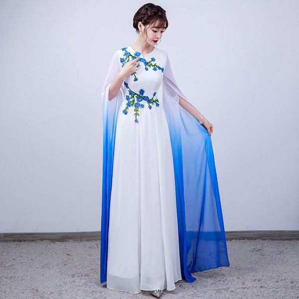 新款大合唱团演出服少女长裙独唱古筝琵琶钢琴晚礼服装唱歌手大气