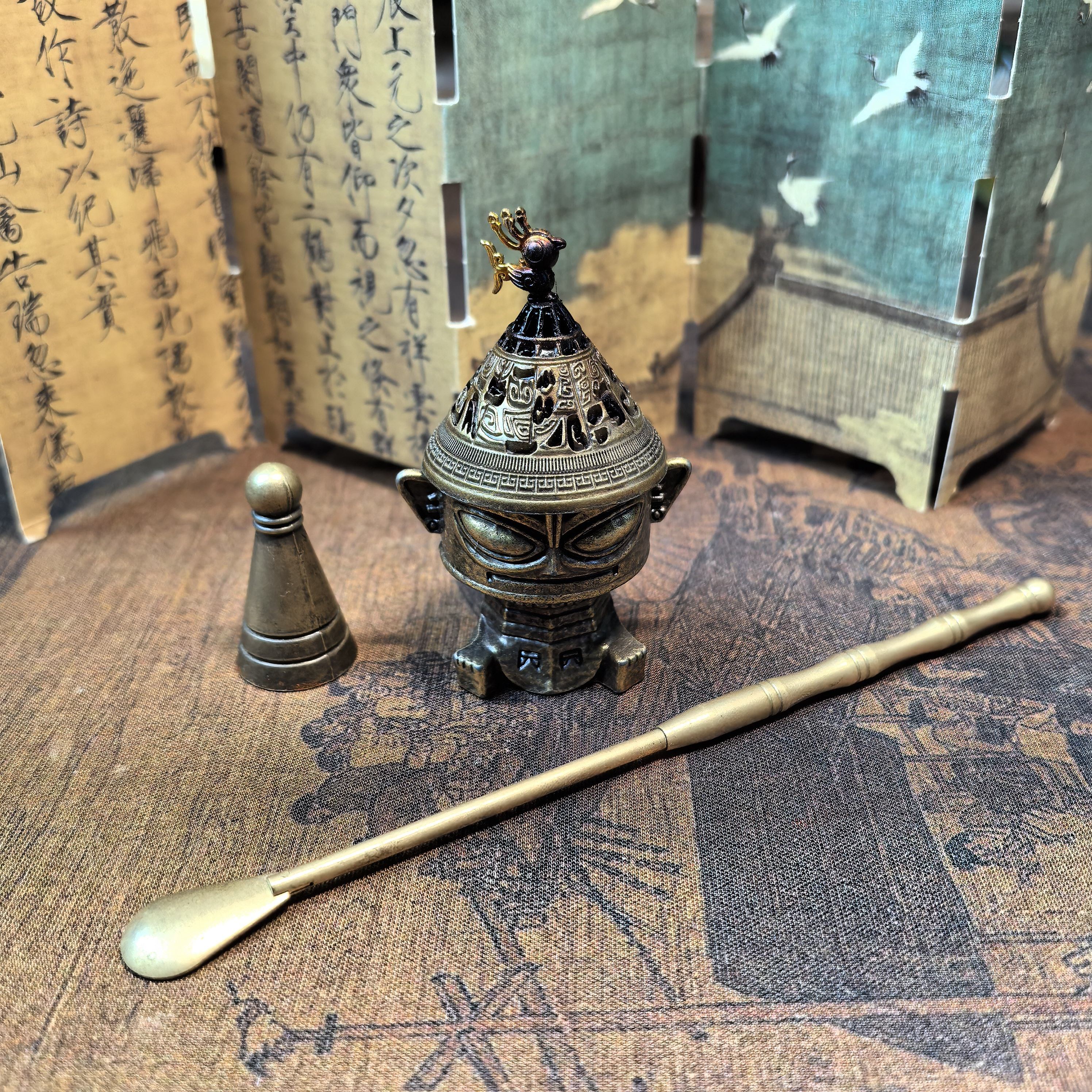 仿古三星堆文创香炉塔模香勺三件套,家居饰品,香托/香盘/香座/香插,淘宝优惠券,粉丝福利购,淘宝优惠卷