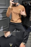 秋冬新款鹿头刺绣条纹针织背心男士假两件套头长袖毛衣6620#P95，男装背心/马甲，电商C309