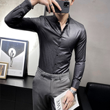 2025秋款千鸟格印花店主风男士韩版长袖休闲衬衫C801#P60，男装衬衫，电商C309