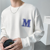 1038#_蓝轻熟风字母印花假两件卫衣男士长袖圆领情侣潮P65，男装卫衣，电商C309