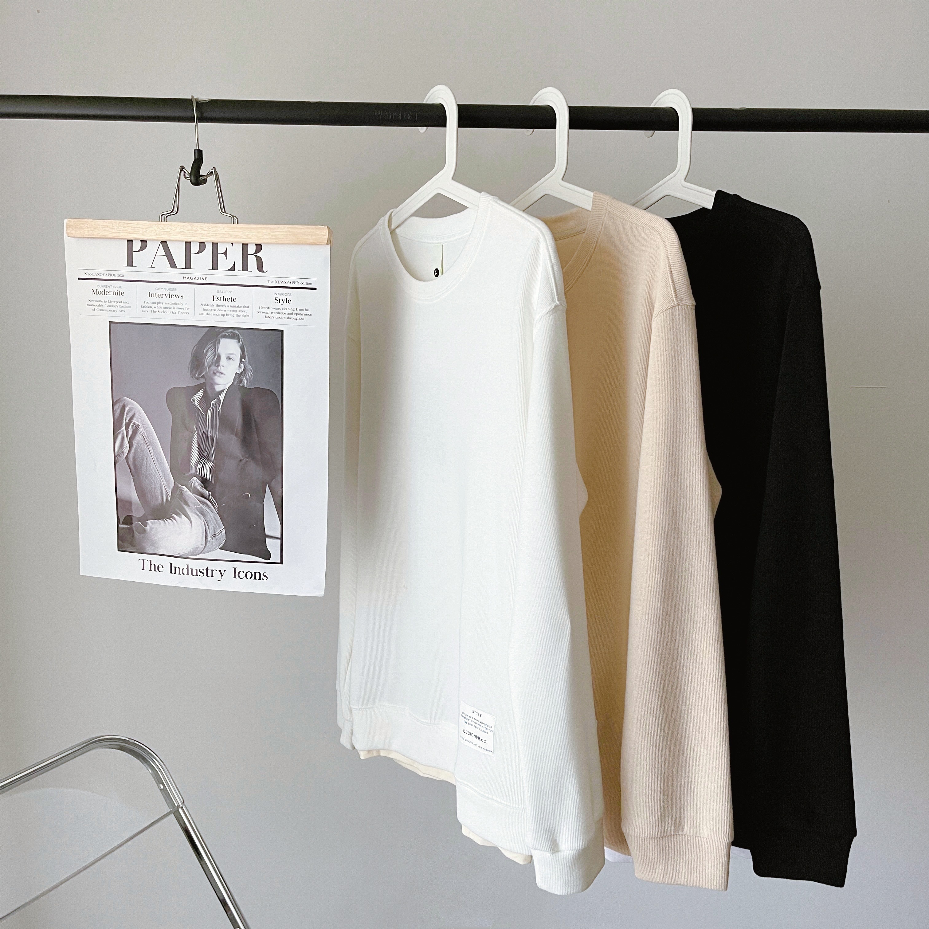 1108#简约设计感假两件男士长袖卫衣圆领情侣打底衫潮P60，男装T恤，电商C309