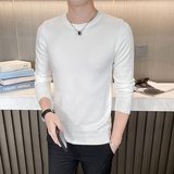 桔_秋冬新款男士纯色圆领针织衫韩版修身打底长袖毛衣M31#P35，男装T恤，电商C309