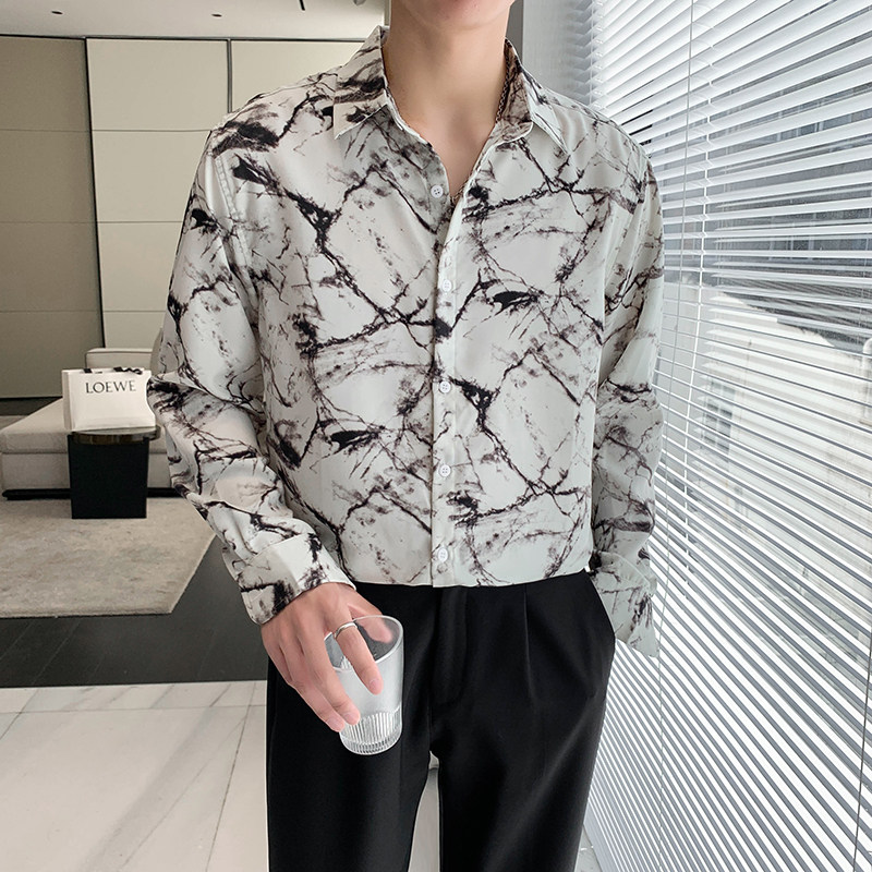 春秋款轻熟韩风潮流男士长袖休闲宽松衬衫C812#P55,男装衬衫,电商C309