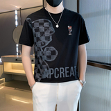 8029#夏新款刺绣动漫马里奥印花T恤男休闲圆领短袖潮特P48控78，男装T恤，电商C309