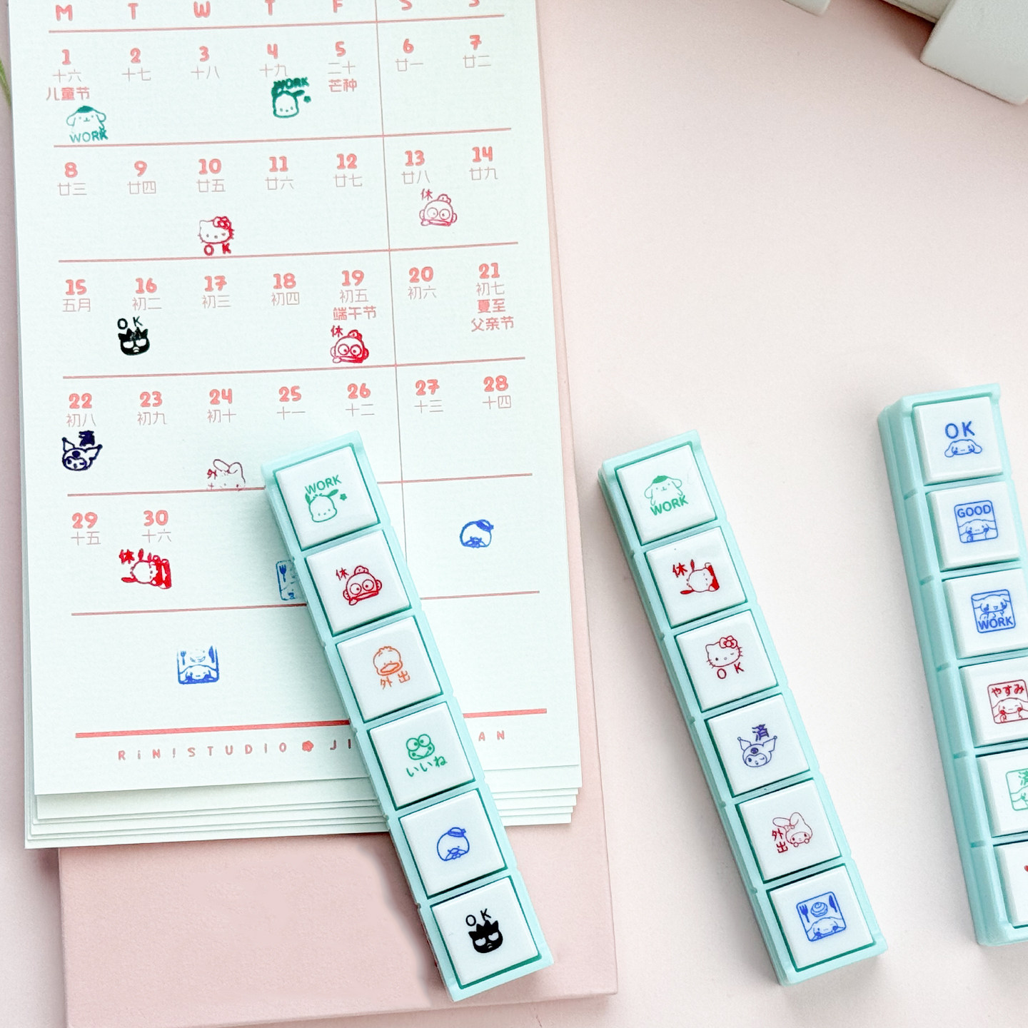 日本KODOMO NO KAO 六联按钮式手账浸透印-三丽鸥系列