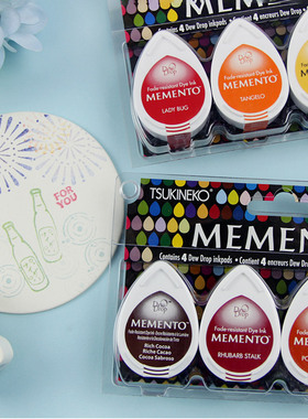 日本月猫Tsukineko MEMENTO水滴艺术速干多用印台4色套装印泥 MD