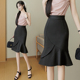 高档包臀裙春夏季 弹力包裙子 鱼尾裙修身 新款 一步裙显瘦百搭中长款