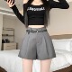 女2026春夏季 百搭显瘦灰色高级感西装 短裤 a字短裤 高腰阔腿裤 腰带