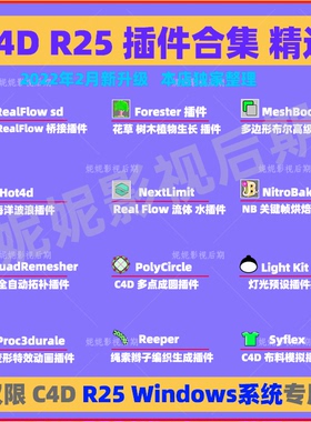 C4D R25插件合集 RealFlow Forester Light Kit Pro 3插件限Win用