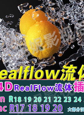 C4D流体插件NextLimit Realflow插件winR17-R232425 realflow流体