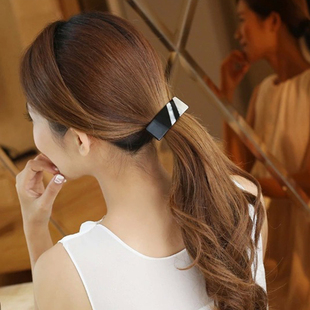 中号轻巧黑色百搭简单马尾夹横夹发夹 韩国后脑勺发卡弹簧夹顶夹