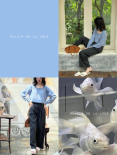 《曼切斯特蓝》_23冬 一字方领乳酪纽扣装饰安哥拉兔绒柔软针织衫