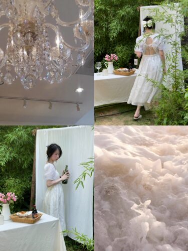 {佩尼达岛的眼泪}_珠片碎钻泡泡袖 独特露背抽绳松紧缎面珠光裙