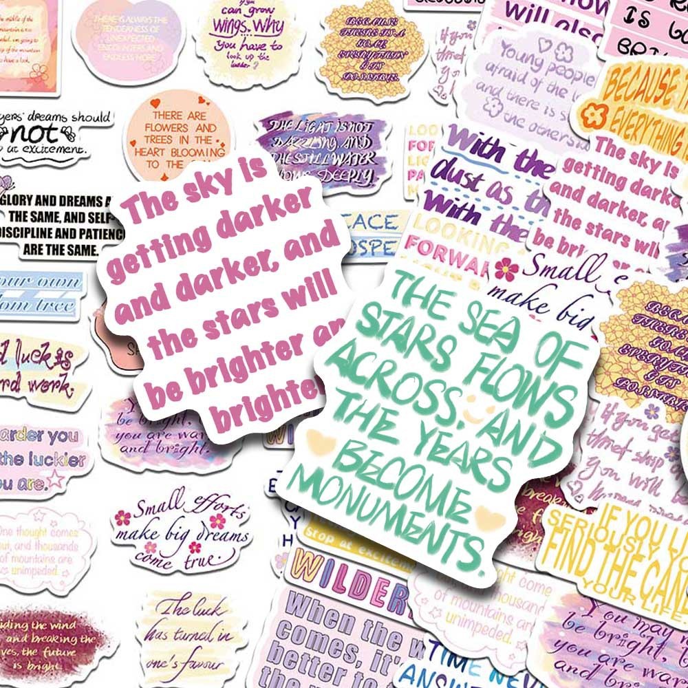 100张Motivational English Phrases贴纸手账水杯笔记本装饰防水