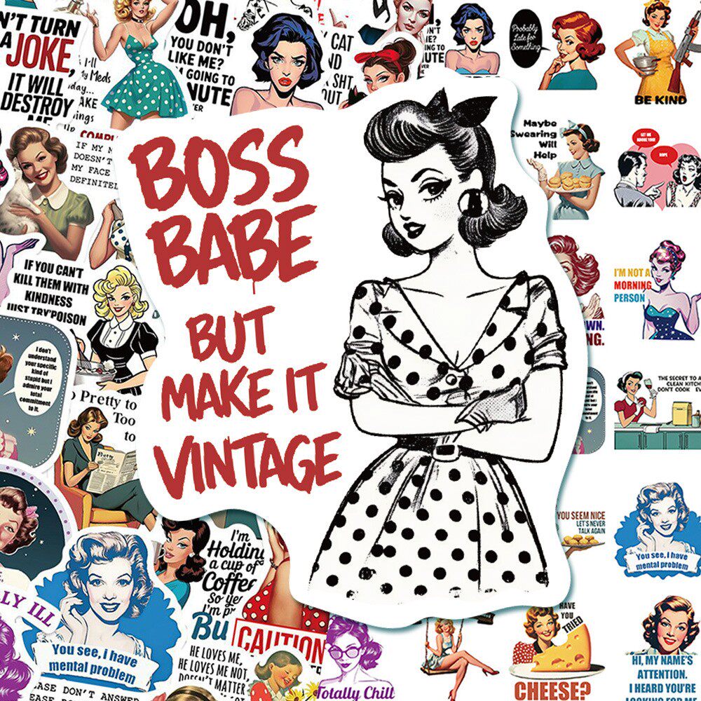 100张女性语录贴纸复古风涂鸦装饰吉他行李箱笔记本手账防水贴画