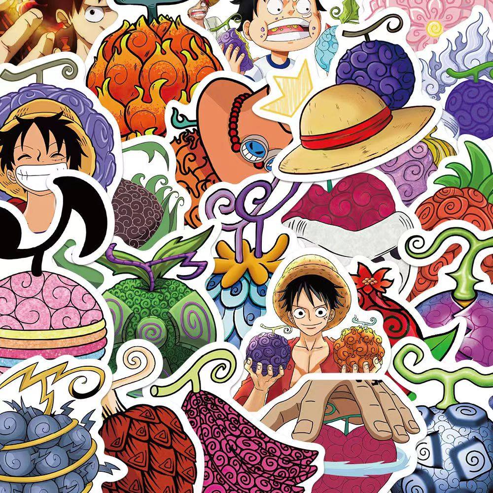 50张海贼王恶魔果实路飞贴纸卡通动漫手账笔记本装饰防水贴画diy