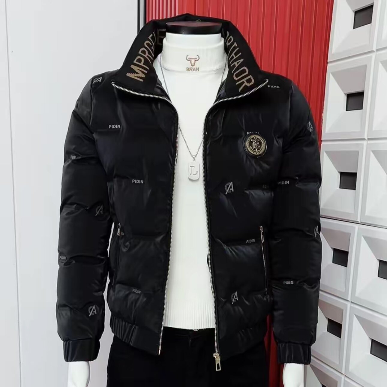 男士立领修身休闲保暖新款棉服外套气质个性休闲风冬季款时尚加厚