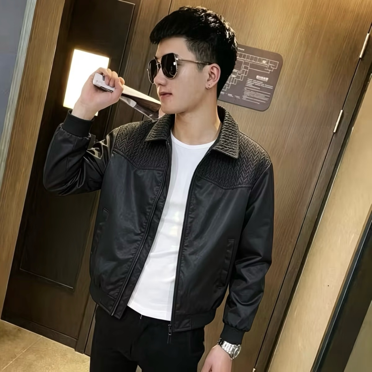 新款气质个性春秋款休闲风男生外套显瘦修身百搭时尚潮流帅气爆款