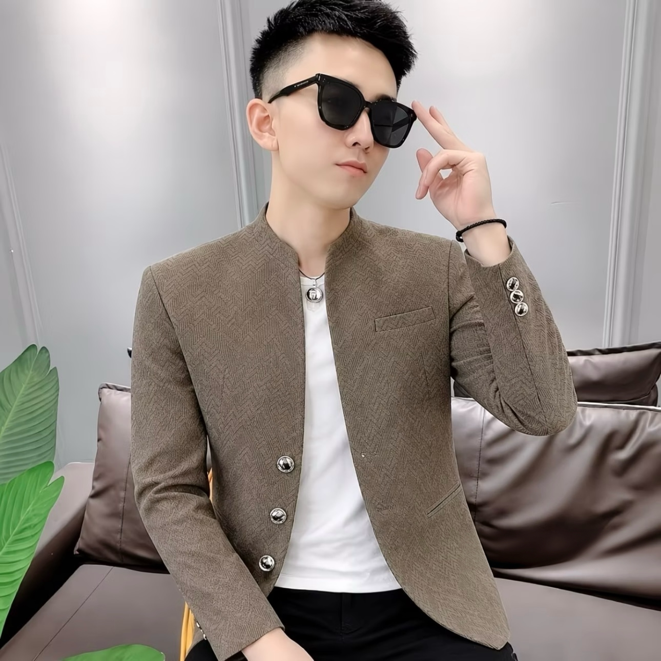 新款气质个性春秋款休闲风男生外套显瘦修身百搭时尚潮流帅气爆款