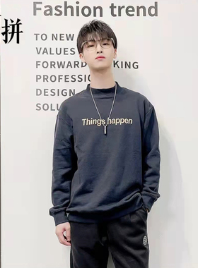 素拼男装冬季卫衣潮牌印花宽松高级感时尚百搭SPAWY04890A