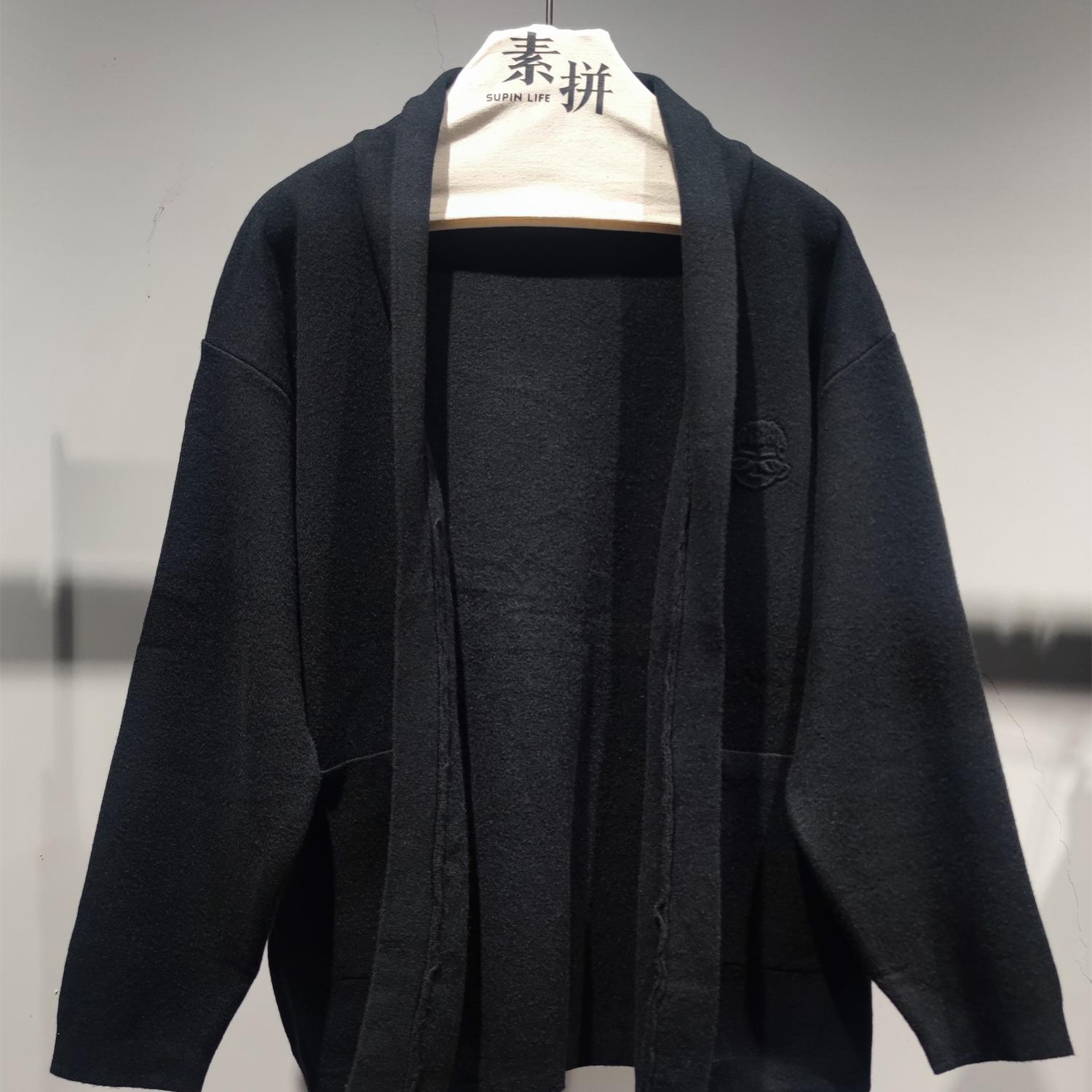 素拼开始无领无扣针织衫