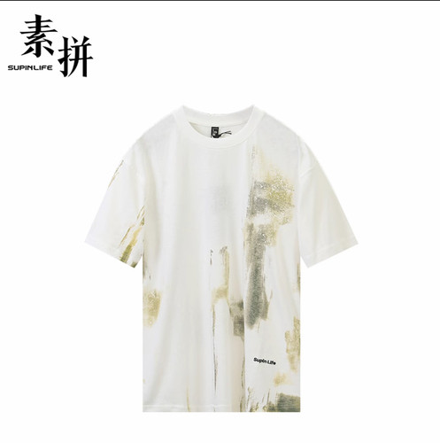 素拼男装D夏季新款T恤宽松短袖圆领休闲风回纹亲肤SPADT523308AM