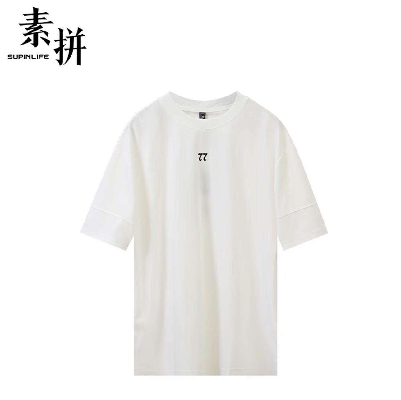 素拼男装2026夏季新款T恤短袖落肩袖休闲宽松圆领SPADT523279AM图片