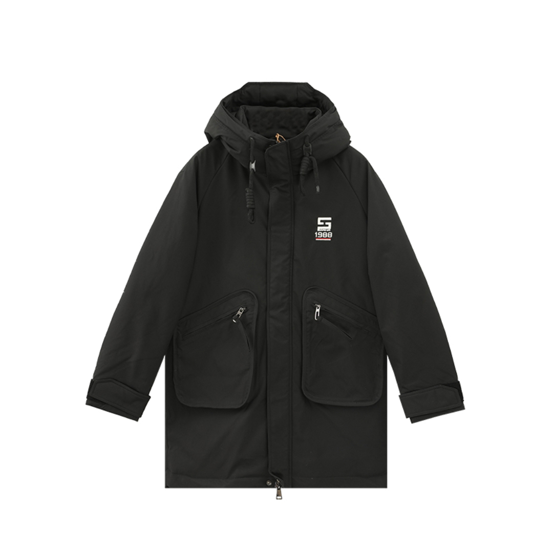 素拼男装青春流行连帽中长