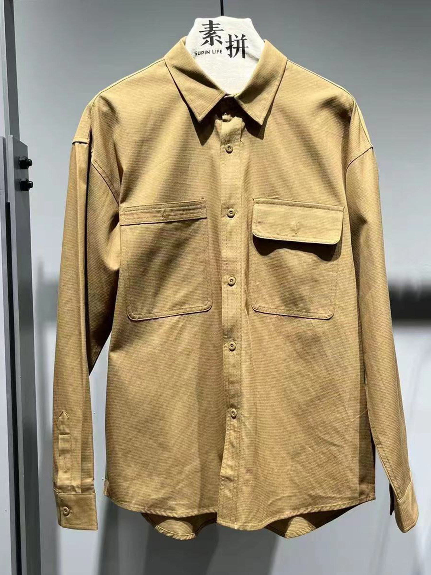 素拼男装春秋季新款衬衫长袖港风ins宽松莱赛尔小众痞帅休闲