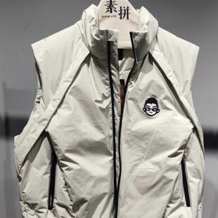 素拼男装冬季新款羽绒服黑标设计感鹅绒重磅无袖保暖坎肩潮牌马甲