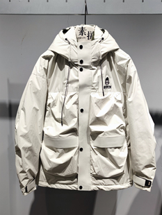 素拼男装冬季新款羽绒服鹅绒黑标高级感冲锋衣保暖外套