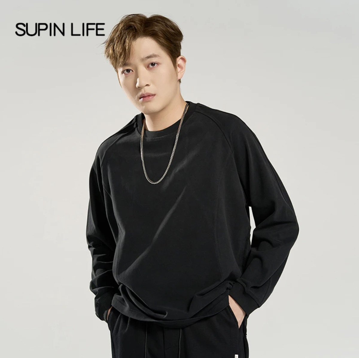 素拼男装2025春秋季季新款特宽长袖T恤oversize廓形SPACT511121BM